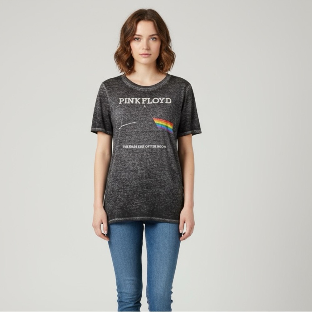 🌟3 for $30🌟 | Pink Floyd Dark Side Moon Burnout Tee | Band Tee | Charcoal | S 🕥
